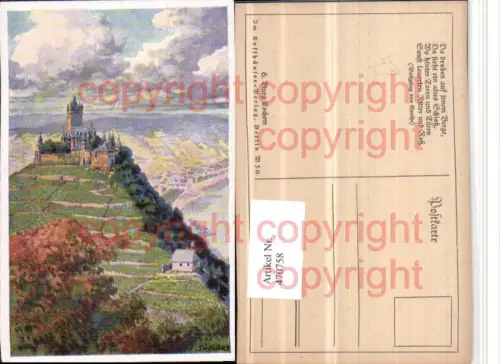 470758,Künstler AK J.v. Kulas Burg Cochem