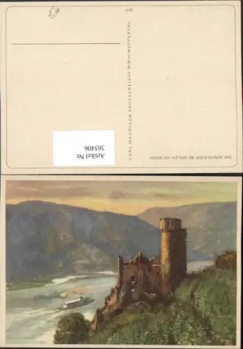 365406,Künstler AK Mäuseturm Ruine Ehrenfels b. Bingen am Rhein