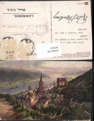 365421,Künstler AK N. Astudin Bacharach am Rhein Totale Kirche