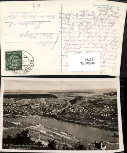 423789,Blick von d. Rossel auf Bingen u. Bingerbrück am Rhein