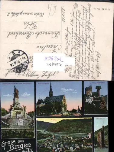 702966 Gruss aus Bingen am Rhein Burg Nationaldenkmal Niederwald Feldpost