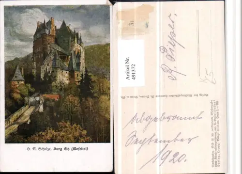 491372,Künstler AK H.R. Schulze Burg Eltz im Moseltal b. Münstermaifeld