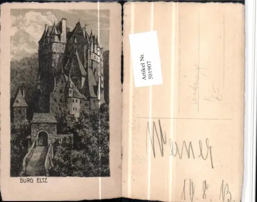 501907,Künstler AK Radierung Burg Eltz b. Münstermaifeld