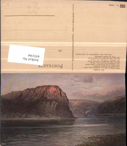 455194,Künstler AK N. Astudin Loreley b. St. Goarshausen Felsen Fluss
