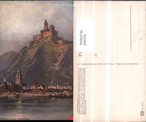458379,Künstler AK N. Astudin Marksburg b. Braubach Teilansicht