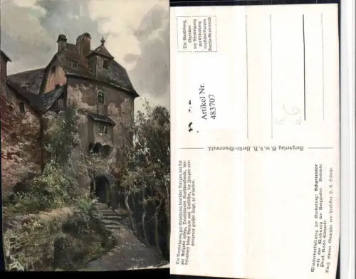 483707,Künstler AK H. Schulze Marksburg Burg b. Braubach