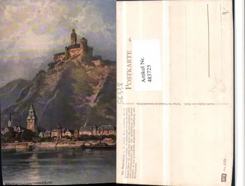 483725,Künstler AK Astudin Braubach Teilansicht m. Marksburg Burg