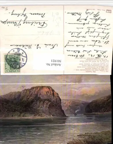 501921,Künstler AK N. Astudin Loreley b. St. Goarshausen Felsen
