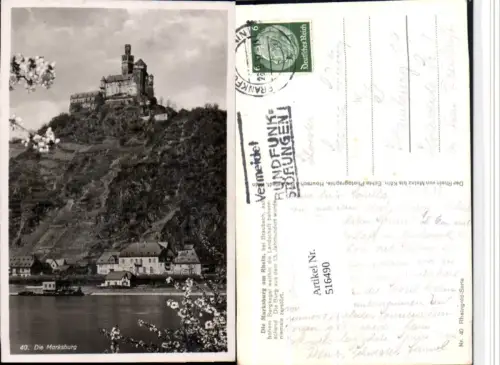 516490,Braubach am Rhein Teilansicht m. Marksburg Burg