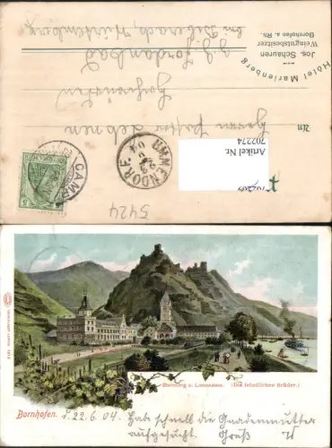 702274 Lithographie Sternberg Liebenstein Bornhofen Kamp Loreley 1904 Lk Limburg pub Louis e Glaser 7375