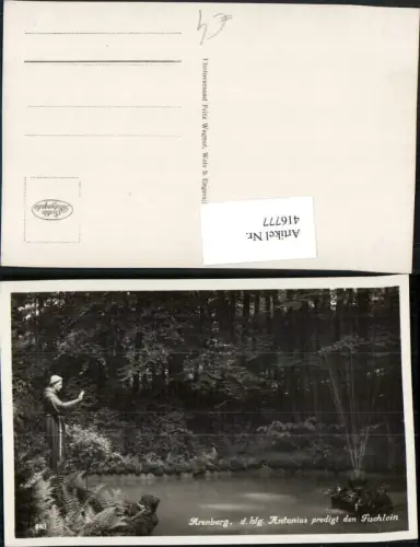 416777,Koblenz Arenberg Heilige Antonius predigt den Fischlein Statue Teich