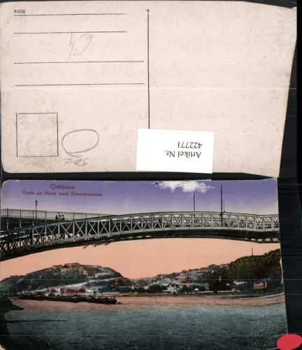 422771,Coblenz Koblenz Partie am Rhein m. Festung Ehrenbreitstein Brücke