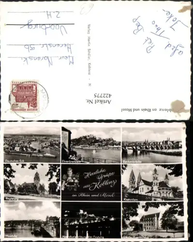 422775,Koblenz am Rhein u. Mosel Totale Deutsches Eck Dom Brücke Festung Mehrbildkarte