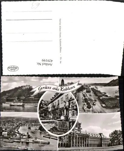 429199,Gruß aus Koblenz Totale Ehrenbreitstein Schloss Deutsches Eck Mehrbildkarte
