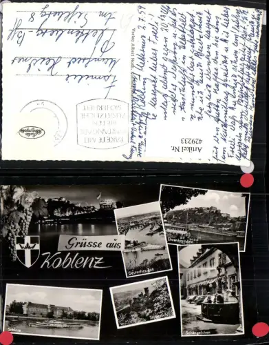 429233,Koblenz Ehrenbreitstein Deutsches Eck Schloss Brunnen Mehrbildkarte