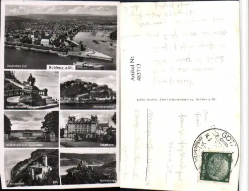 483713,Koblenz am Rhein Totale Deutsches Eck Schloss Mehrbildkarte