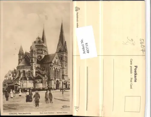 483718,Künstler AK Hermann Killian Koblenz Herz-Jesukirche Kirche