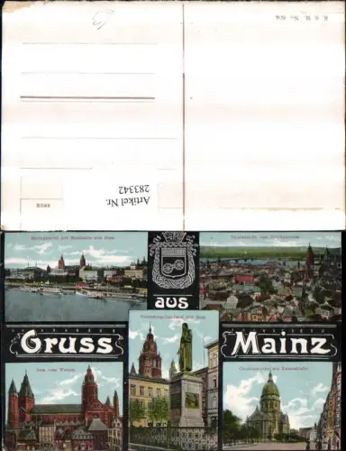 283342,Gruß aus Mainz Totale Kirche Gutenberg-Denkmal Dom Mehrbildkarte