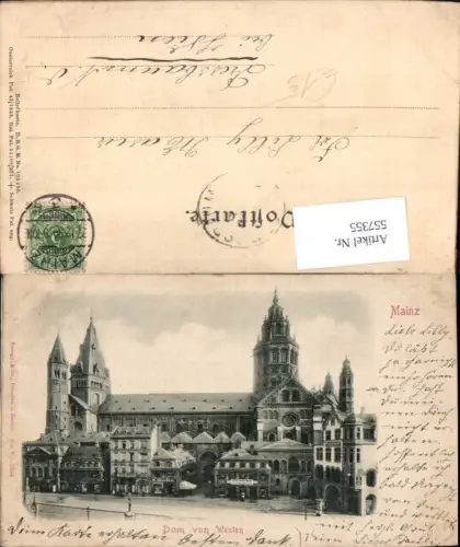 557355,Relief Präge AK Mainz Dom von Westen pub Stengel e Co. 2264