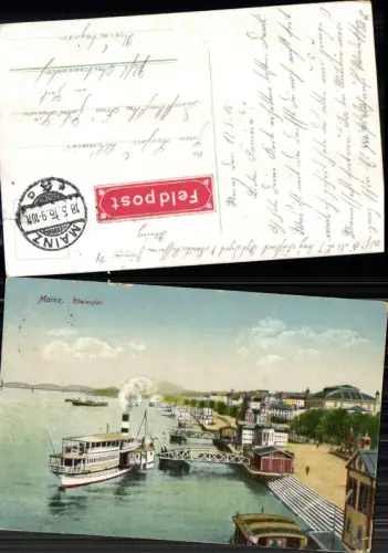 703400 Mainz am Rhein Dampfer K.D. Feldpost Rheinufer