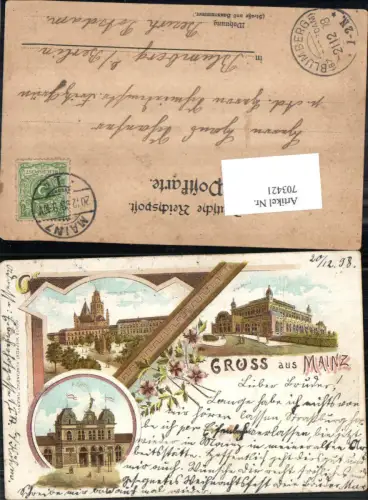 Lithographie Mainz Bahnhof pub Moritz Wieprecht Stp. Blumberg Berlin Potsdam