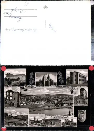 308105,Trier Totale Porta Nigra Kaiserthermen Basilika Dom Römerbrücke Hauptmarkt Mehrbildkarte