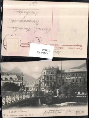218665,Bad Ems Brücke m. Bahnhofstraße Brücke Pfaelzer Hof Wiener Cafe pub Trenkler e Co
