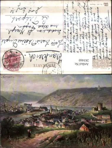283460,Künstler AK Bingen am Rhein Totale