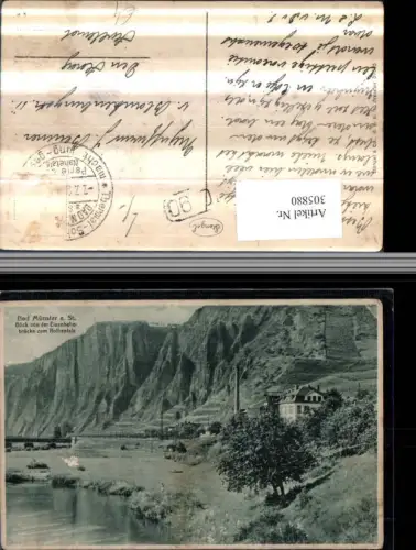 305880,Bad Münster am Stein Blick von d. Eisenbahnbrücke zum Rothenfels pub Stengel e Co 59535