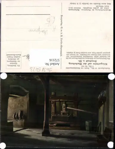 572116,Künstler Ak H. R. Schulze Braubach a. Rhein Marksburg Burgküche Wein Weinpresse Mostpresse