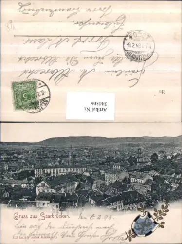 244306,Gruß aus Saarbrücken Totale Präge Wappen pub Lautz u. Isenbeck 7112