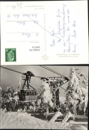 369715,Oberwiesenthal Fichtelberg m. Schwebebahn Seilbahn Winterbild