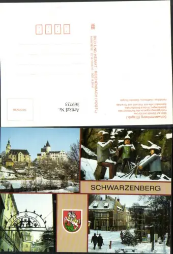 369735,Schwarzenberg Schloss Kirche Holzfiguren Schwibbogen Mehrbildkarte