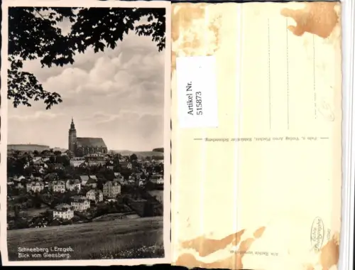 515873,Schneeberg im Erzgebirge Totale vom Gleesberg