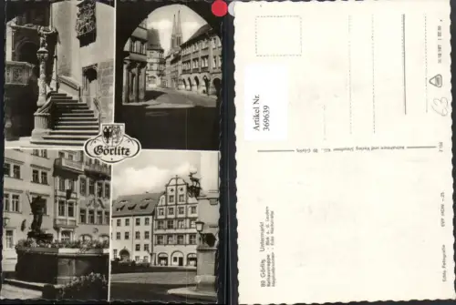 369639,Görlitz Untermarkt Rathaustreppe Neptunbrunnen Mehrbildkarte