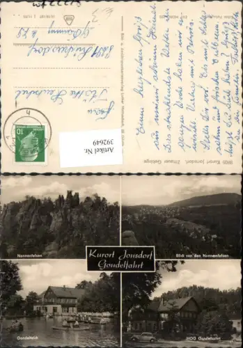 392649,Jonsdorf Totale Nonnenfelsen Gondelteich Boote Mehrbildkarte