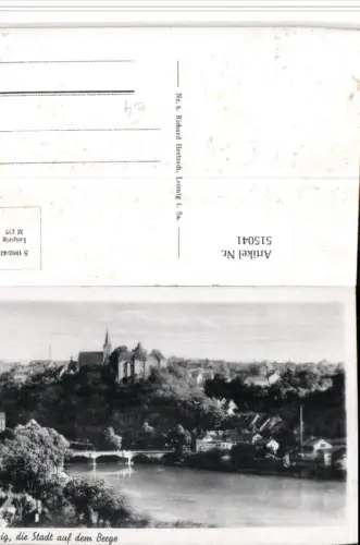 515041,Leisnig Teilansicht Fluss Brücke Schloss
