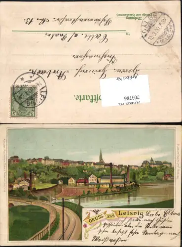 703786 Lithographie Gruss aus Leisnig LK Mittelsachsen pub Mohr e Dutzauer