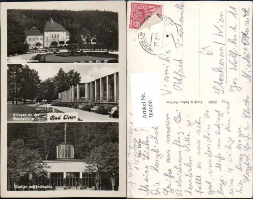 384000,Bad Elster Badehaus Wandelhalle Quellen am Badeplatz Mehrbildkarte