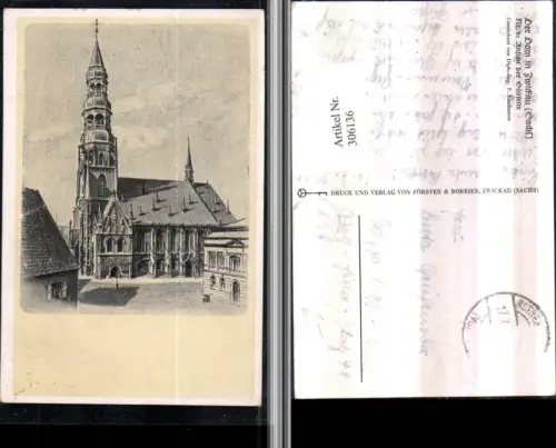 306136,Künstler AK F. Kaufmann Zwickau Dom Kirche