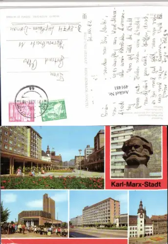 491481,Chemnitz Rathaus Rosenhof Stadthalle Mehrbildkarte pub VEB