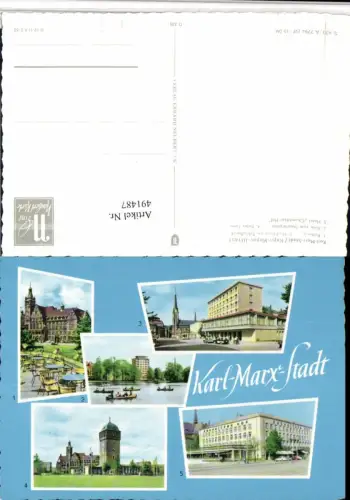 491487,Chemnitz Rathaus Hochhaus Roter Turm Hotel Mehrbildkarte