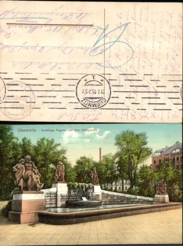 703983 Chemnitz Schillings Figuren Königsplatz Feldpost