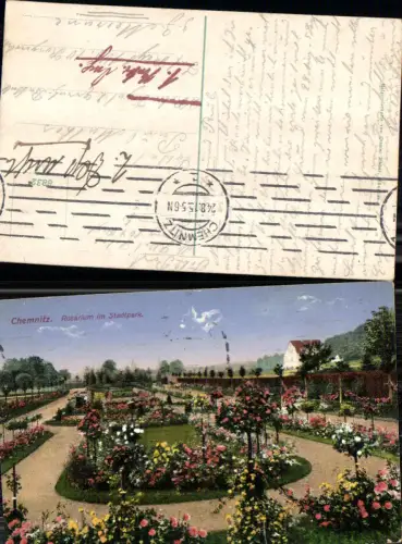 703984 Chemnitz Rosarium Stadtpark Feldpost Merane