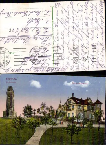 703989 Chemnitz Bismarckschlößchen Bismarckturm Feldpost MG Abt.
