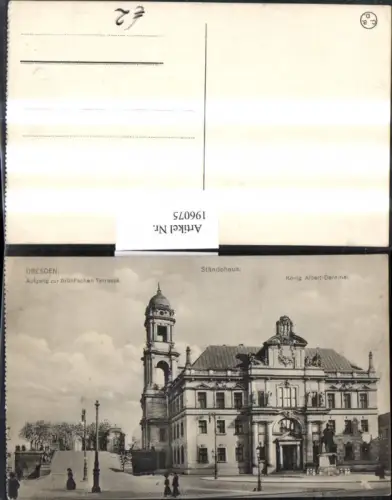 196075,Dresden Ständehaus Aufgang zur Brühl'schen Terrasse König Albert-Denkmal