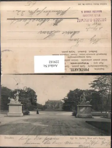 229182,Dresden Königlicher Garten Blick aufs Palais Schloss