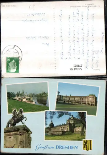 274822,Gruß aus Dresden Dampfer Schiffe Denkmal Zwinger Mehrbildkarte pub VEB