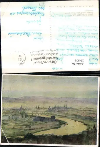 274974,Künstler AK Oskar Nerlinger Dresden Totale vom Weißen Hirsch gesehen