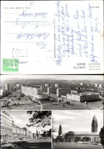 281655,Dresden Teilansicht Blick zur Prager-Straße Altmarkt Rathaus u. Kreuzkirche Mehrbildkarte